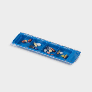 melipul MEHRWEG-Dispenser 4 Fächer blau weiß bedruckt