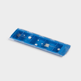 melipul MEHRWEG-Dispenser 5 Fächer blau weiß bedruckt
