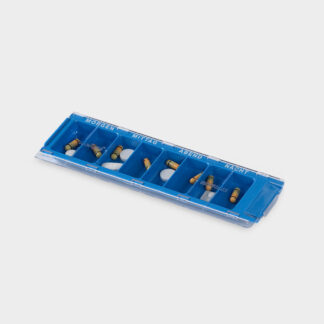 melipul MEHRWEG-Dispenser 8 Fächer blau weiß bedruckt
