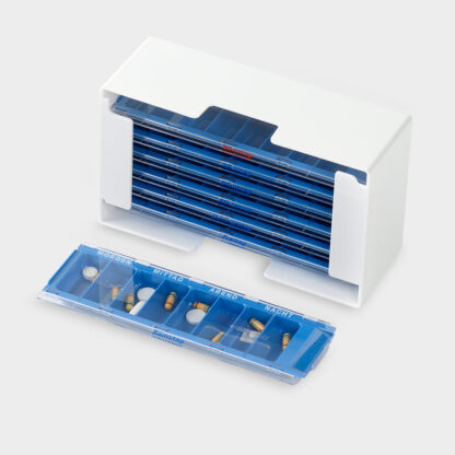 melipul Medikamenten-Dosierer XL-8 für 1 Woche mit blauen 7 MW-Dispenser 8 Fächer